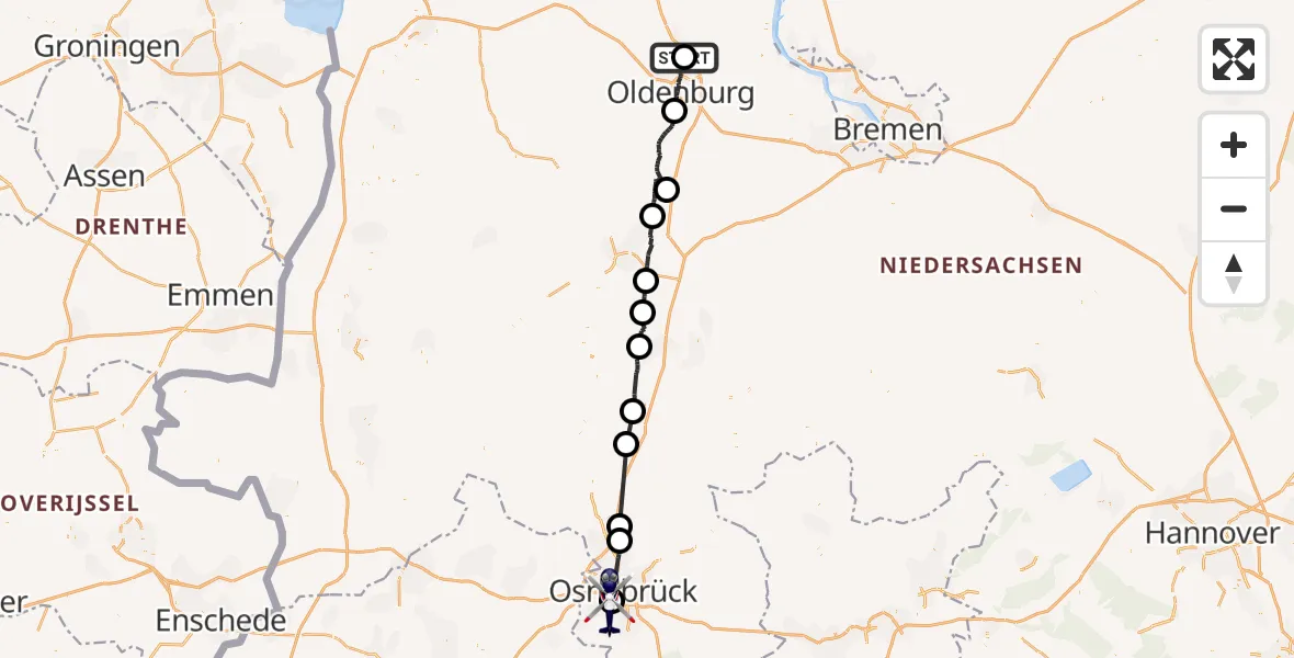 Flugroute Polizeihubschrauber Rastede - Osnabrück, 27 August 2026, 13:56