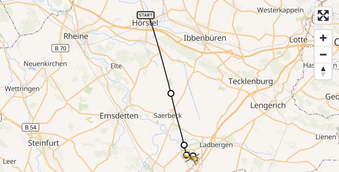 Flugroute Ambulanzhubschrauber Hörstel - Greven, 27 August 2026, 14:11