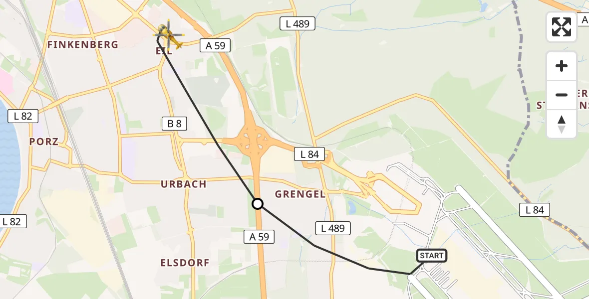 Flugroute Ambulanzhubschrauber Köln Bonn Flughafen - Köln, 27 August 2026, 14:52