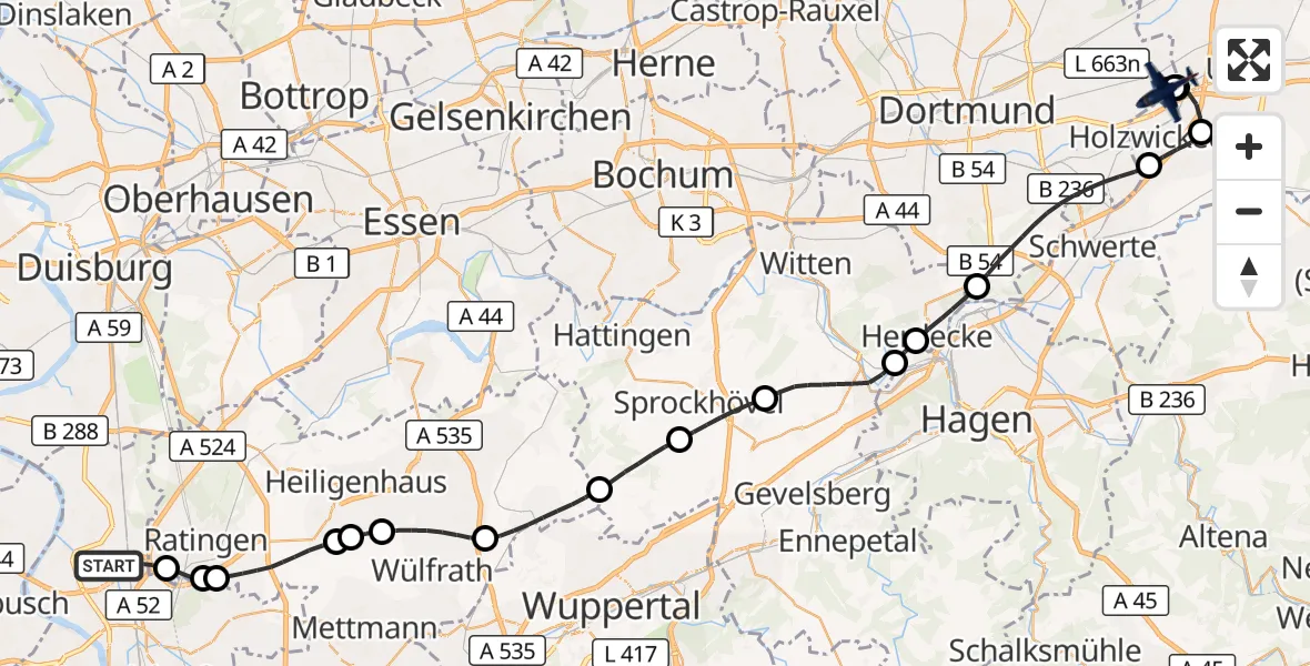 Flugroute Polizeiflugzeug Düsseldorf Flughafen - Dortmund Flughafen, 27 August 2026, 15:02