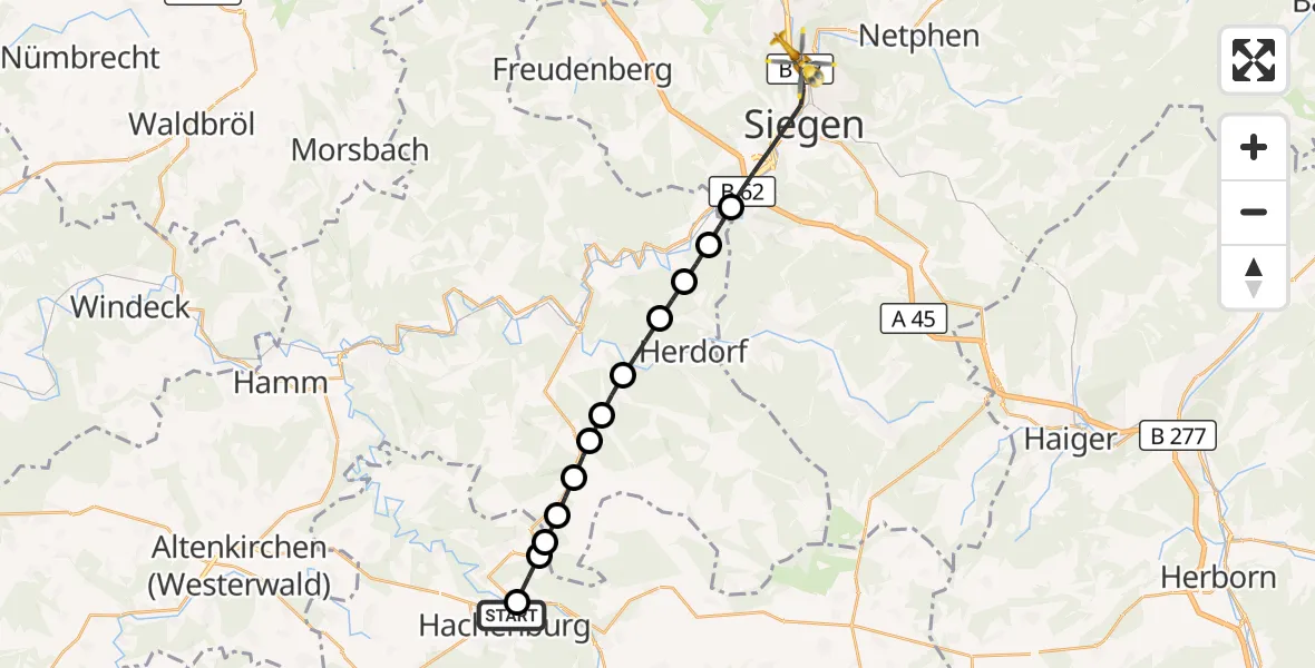 Flugroute Rettungshubschrauber Hachenburg - Siegen, 27 August 2026, 15:12