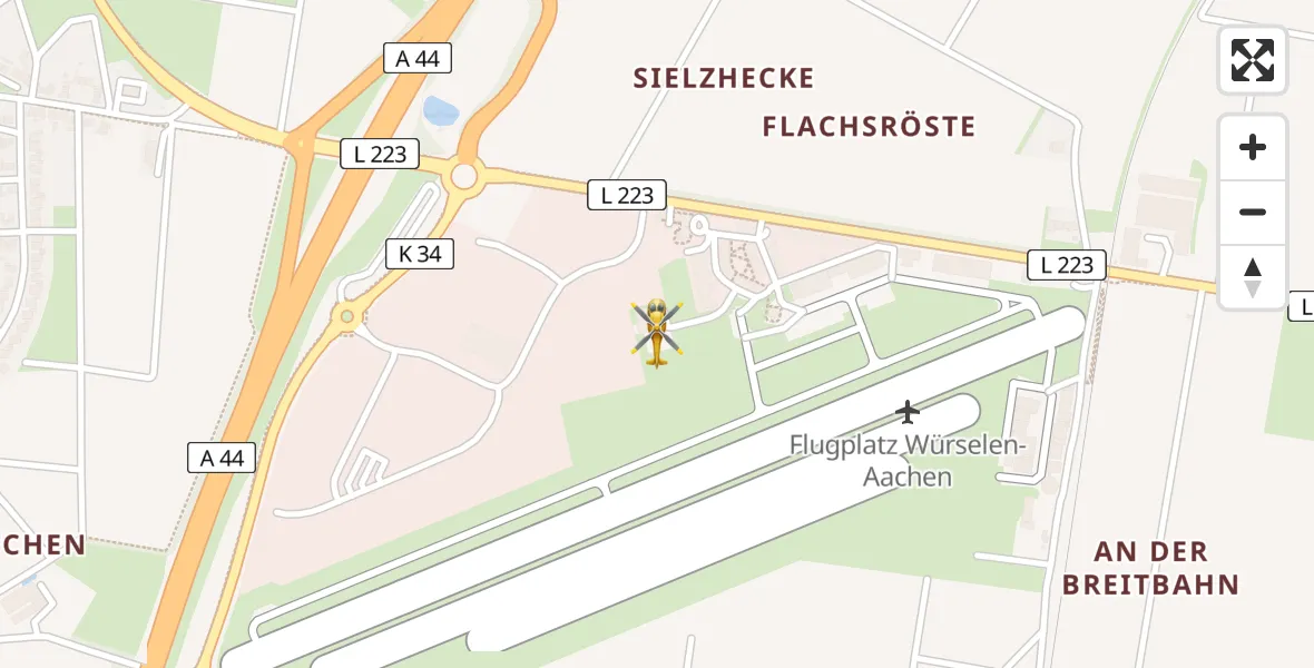 Flugroute Rettungshubschrauber Aachen-Merzbrück Flughafen - Aachen-Merzbrück Flughafen, 27 August 2026, 15:24