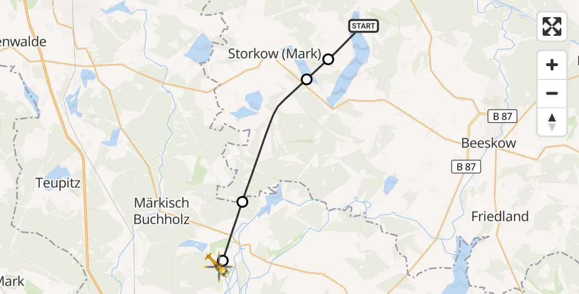 Flugroute Rettungshubschrauber Bad Saarow - Krausnick-Groß Wasserburg, 27 August 2026, 16:12
