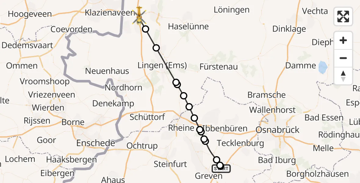Flugroute Ambulanzhubschrauber Christoph  Westfalen-ADAC - Meppen, 27 August 2026, 16:50