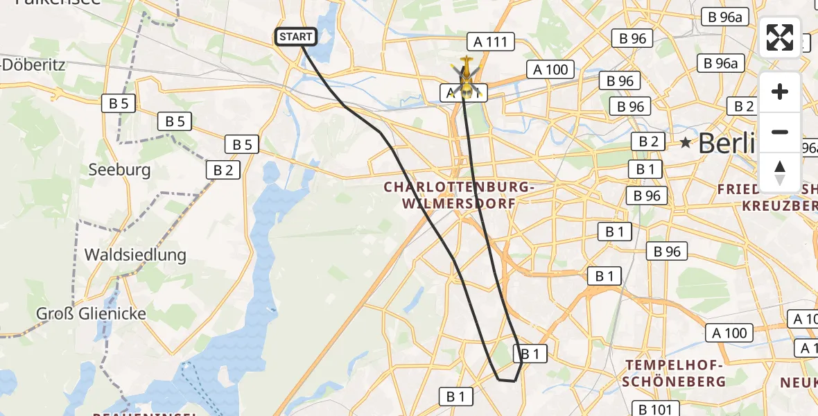 Flugroute Rettungshubschrauber Berlin - Berlin, 27 August 2026, 16:59