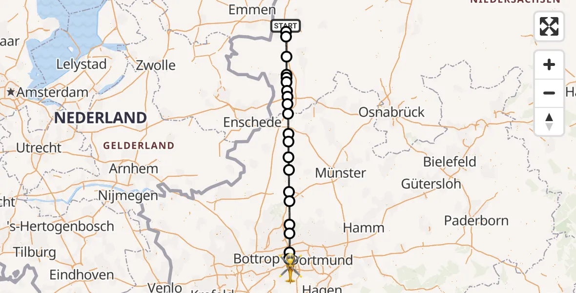 Flugroute Ambulanzhubschrauber Meppen - Bochum, 27 August 2026, 17:33