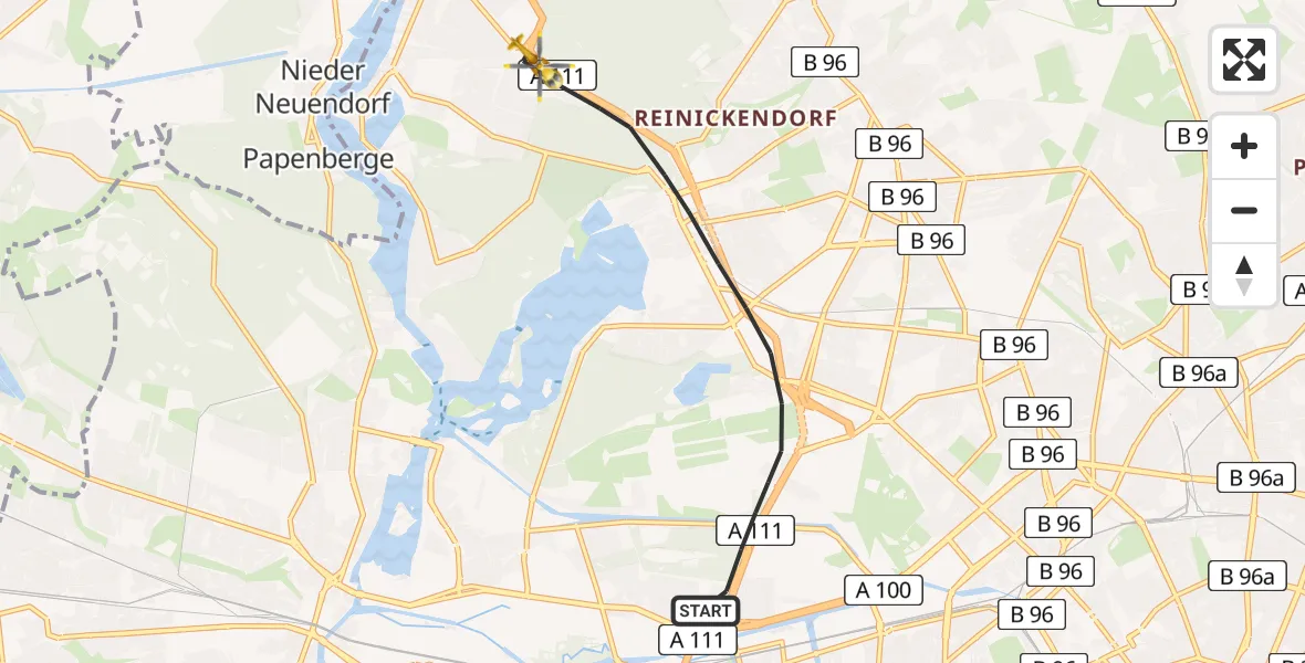 Flugroute Rettungshubschrauber Berlin - Berlin, 27 August 2026, 17:45