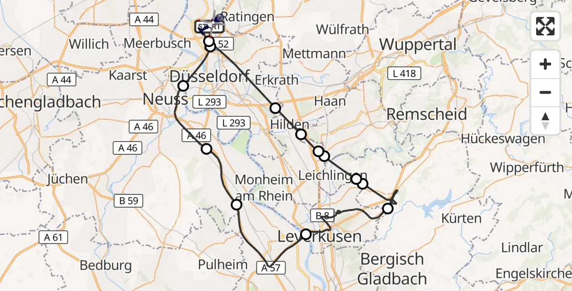 Flugroute Polizeihubschrauber Düsseldorf Flughafen - Düsseldorf Flughafen, 27 August 2026, 18:16