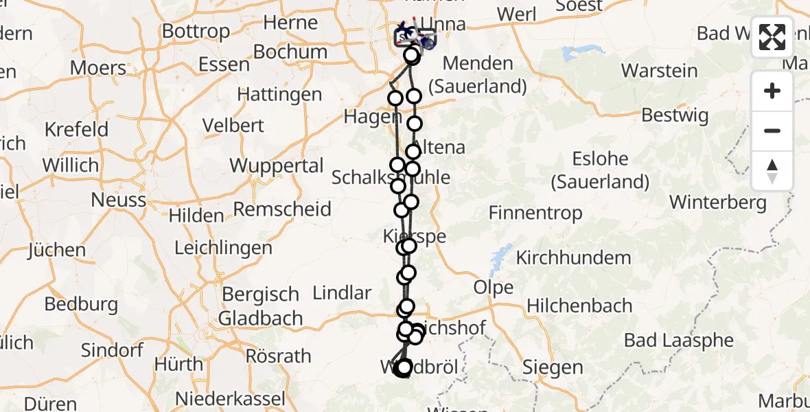 Flugroute Polizeihubschrauber Dortmund Flughafen - Dortmund Flughafen, 27 August 2026, 19:57