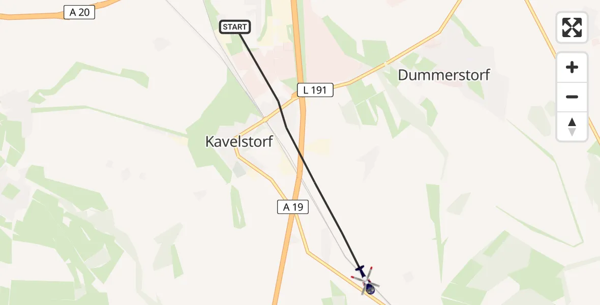Flugroute Polizeihubschrauber Dummerstorf - Dummerstorf, 27 August 2026, 19:59
