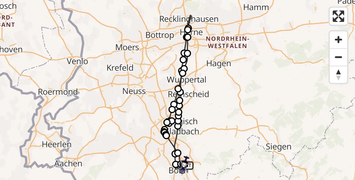 Flugroute Polizeihubschrauber Sankt Augustin - Sankt Augustin, 27 August 2026, 21:10