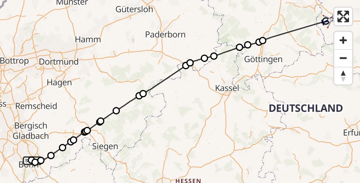 Flugroute Polizeihubschrauber Sankt Augustin - Wernigerode, 28 August 2026, 04:39
