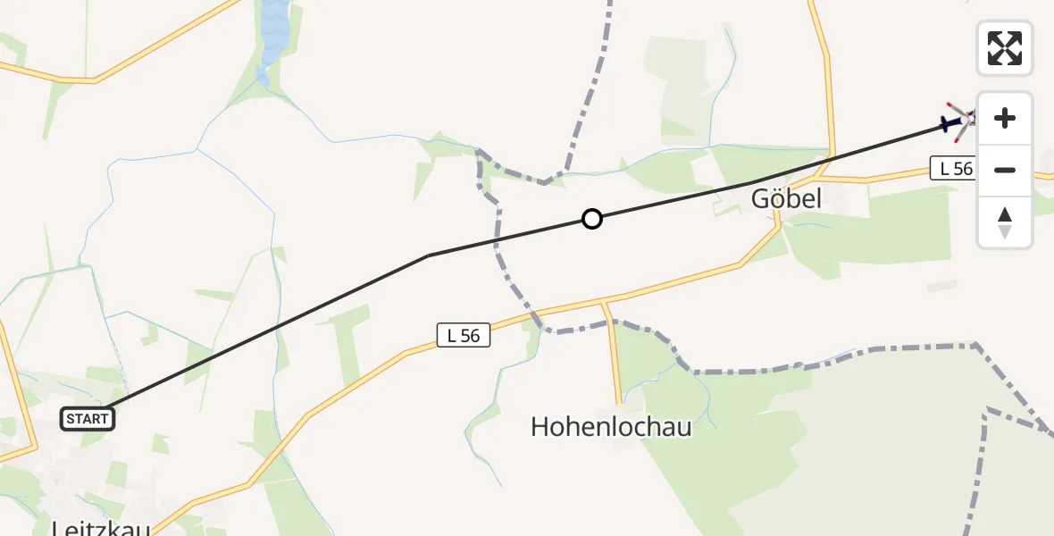 Flugroute Polizeihubschrauber Gommern - Möckern, 28 August 2026, 05:53