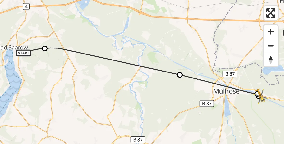 Flugroute Rettungshubschrauber Bad Saarow - Groß Lindow, 28 August 2026, 06:43