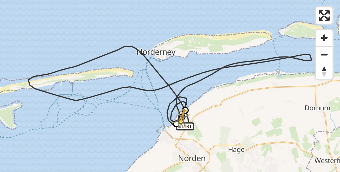 Flugroute Ambulanzhubschrauber Norden - Norden-Norddeich Flughafen, 28 August 2026, 06:50