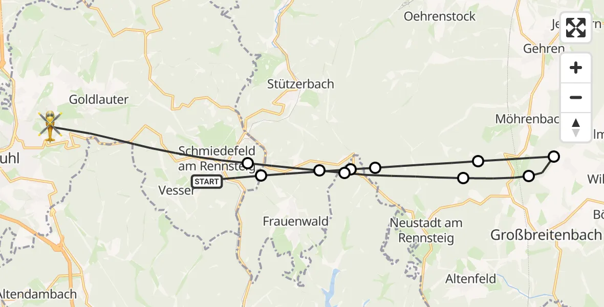 Flugroute Rettungshubschrauber Suhl - Suhl, 28 August 2026, 07:01