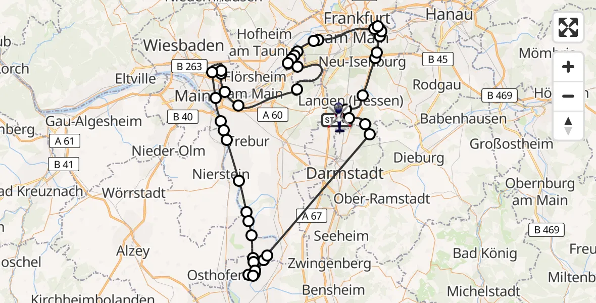Flugroute Polizeihubschrauber Flughafen Frankfurt-Egelsbach - Flughafen Frankfurt-Egelsbach, 28 August 2026, 07:28