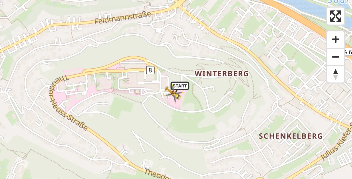 Flugroute Rettungshubschrauber Saarbrücken - Saarbrücken, 28 August 2026, 08:00