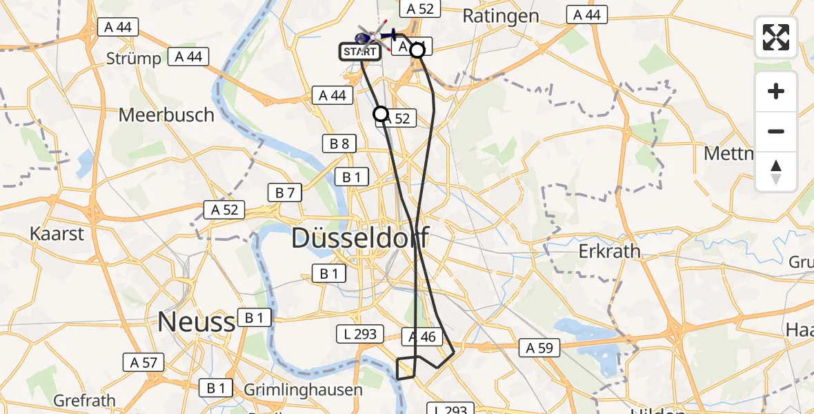 Flugroute Polizeihubschrauber Düsseldorf Flughafen - Düsseldorf Flughafen, 28 August 2026, 08:17