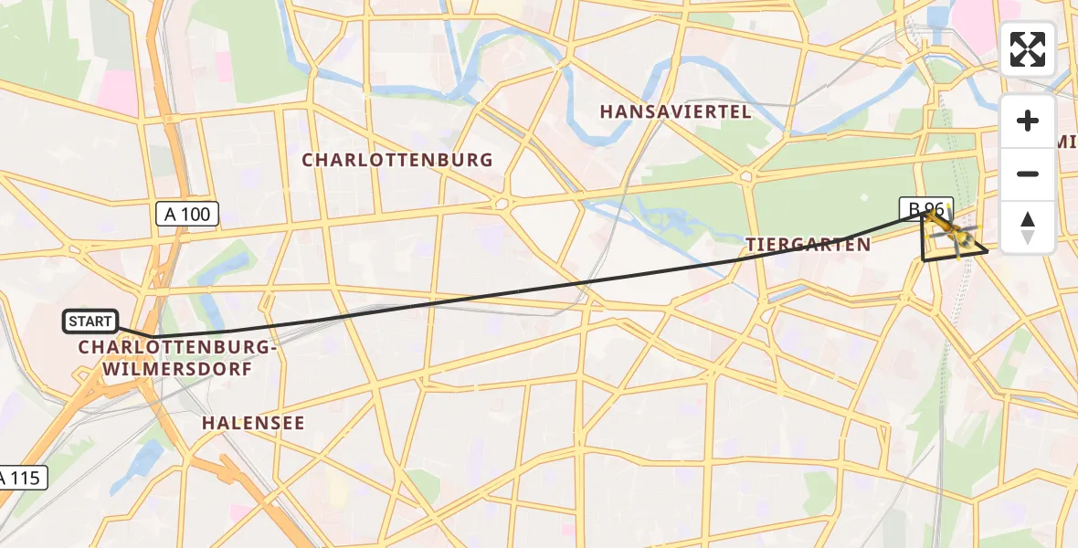 Flugroute Rettungshubschrauber Berlin - Berlin, 28 August 2026, 08:50