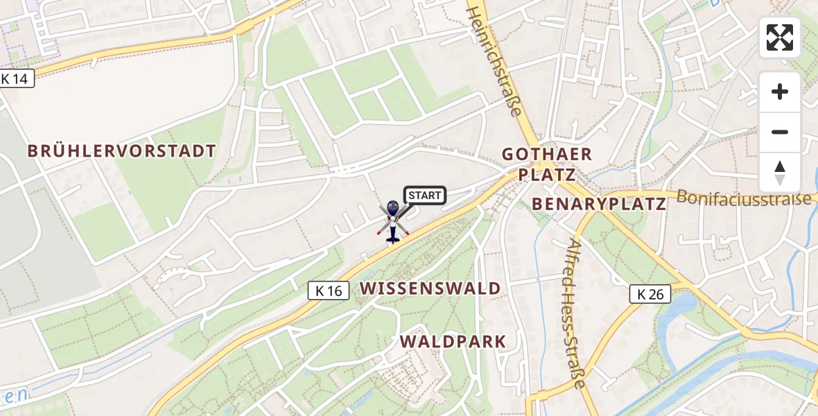 Flugroute Polizeihubschrauber Erfurt - Erfurt, 28 August 2026, 08:51