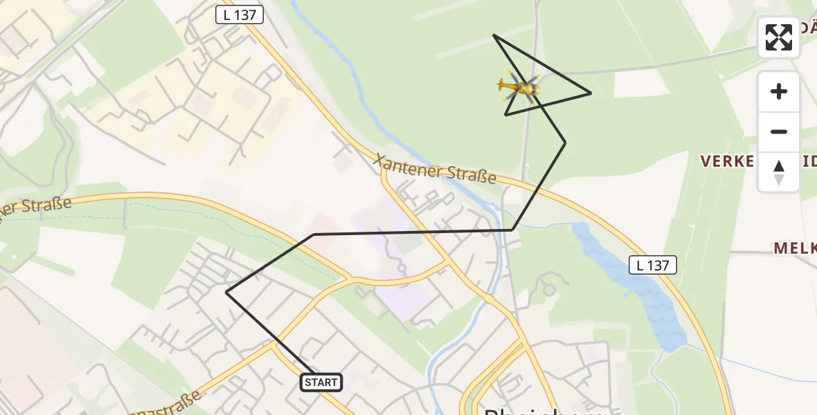 Flugroute Rettungshubschrauber Rheinberg - Rheinberg, 28 August 2026, 09:04