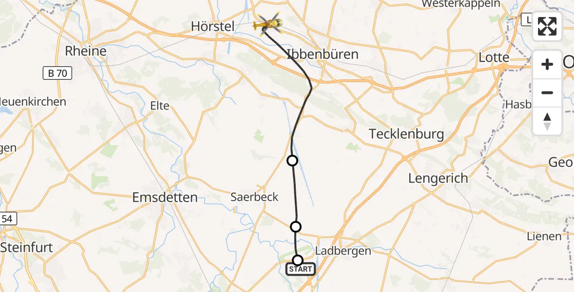 Flugroute Ambulanzhubschrauber Christoph  Westfalen-ADAC - Ibbenbüren, 28 August 2026, 09:31