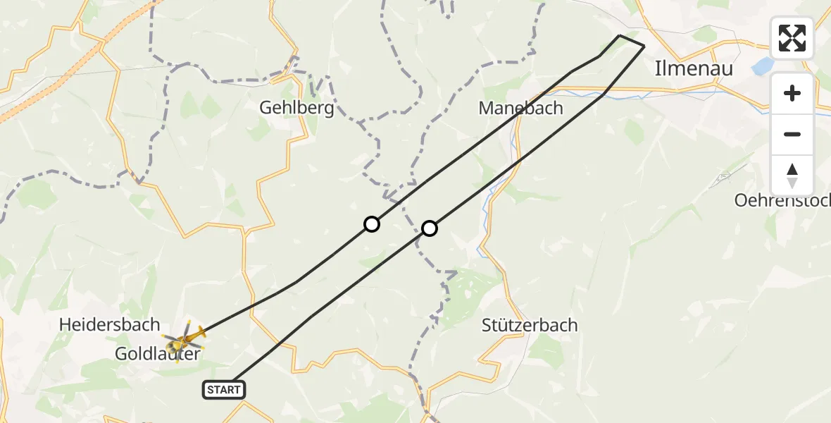 Flugroute Rettungshubschrauber Suhl - Suhl, 28 August 2026, 09:34