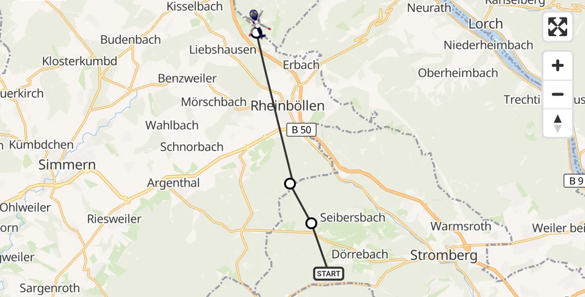 Flugroute Polizeihubschrauber Dörrebach - Perscheid, 28 August 2026, 09:52