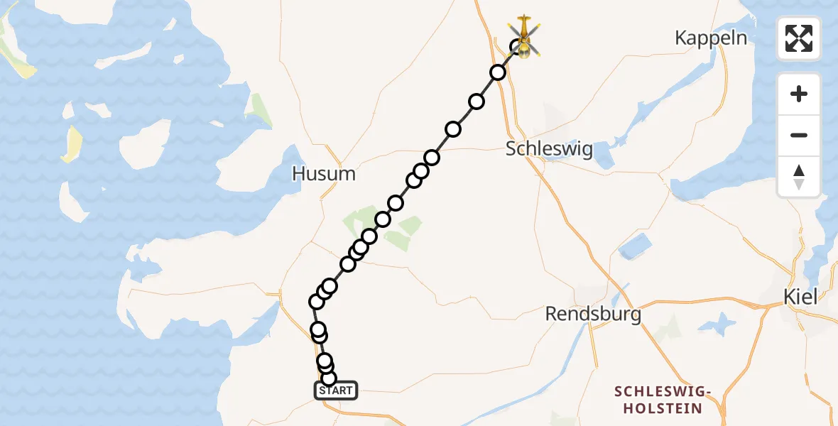 Flugroute Ambulanzhubschrauber Heide - Havetoft, 28 August 2026, 10:06