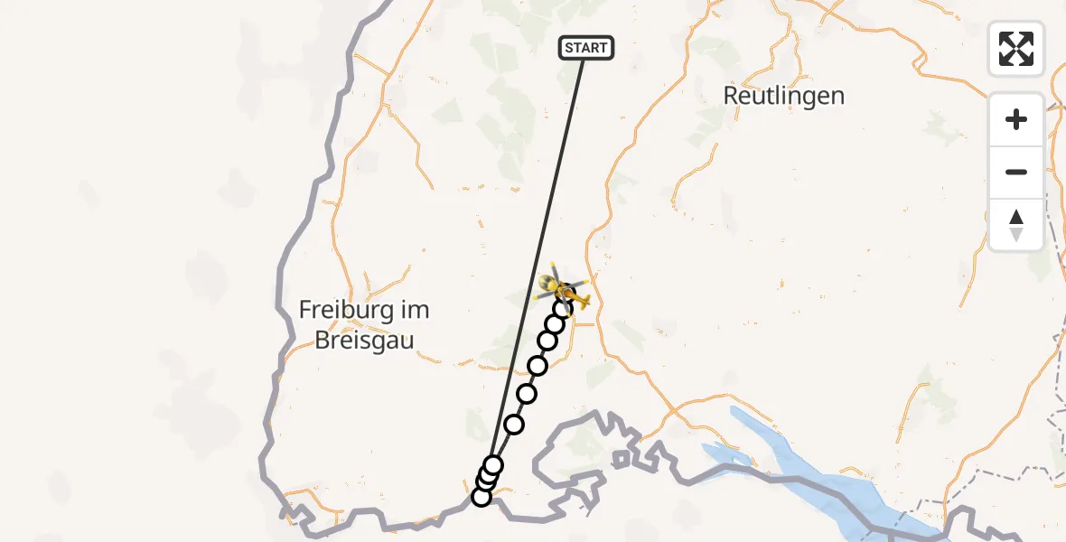 Flugroute Ambulanzhubschrauber Altensteig - DRF Air Rescue Station Villingen-Schwenningen Hubschrauberlandeplatz (Christoph 11), 28 August 2026, 10:54