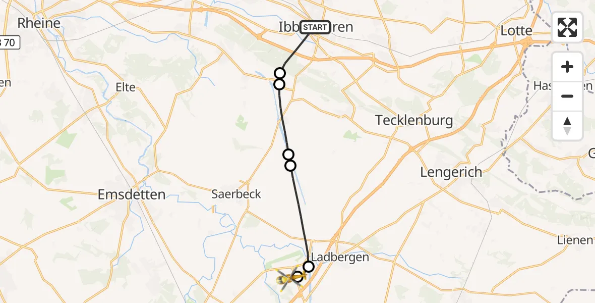 Flugroute Ambulanzhubschrauber Ibbenbüren - Christoph  Westfalen-ADAC, 28 August 2026, 11:06