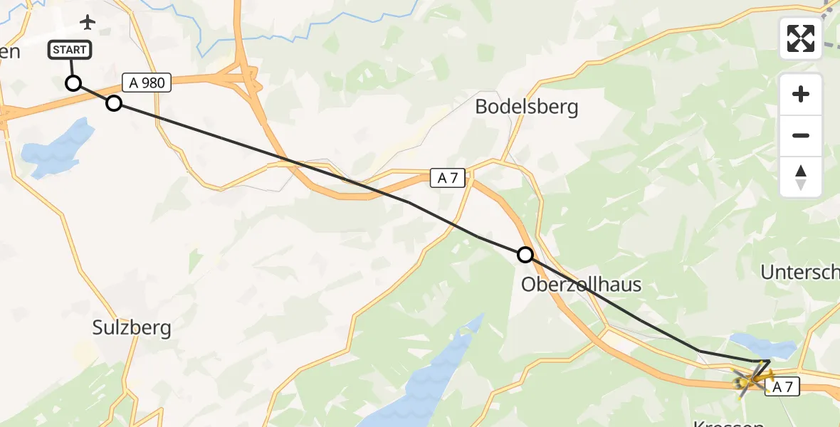 Flugroute Rettungshubschrauber Kempten-Durach Flugplatz - Oy-Mittelberg, 28 August 2026, 12:25