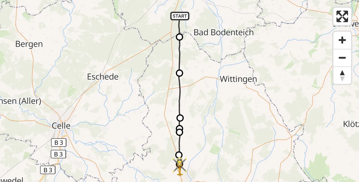 Flugroute Rettungshubschrauber Wrestedt - Gifhorn, 28 August 2026, 12:25
