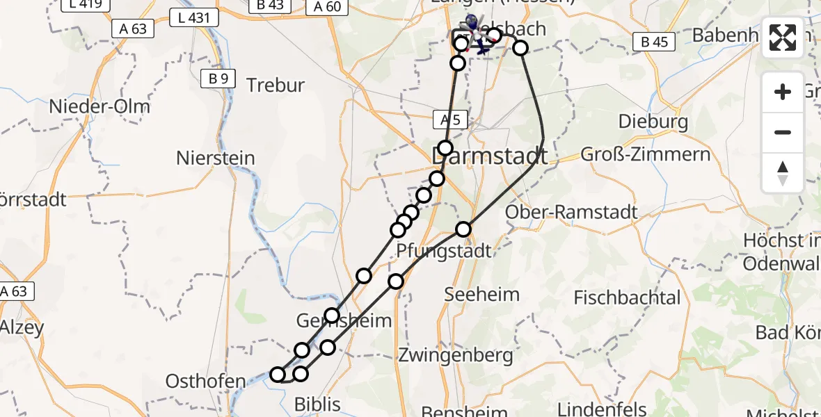 Flugroute Polizeihubschrauber Flughafen Frankfurt-Egelsbach - Flughafen Frankfurt-Egelsbach, 28 August 2026, 12:31