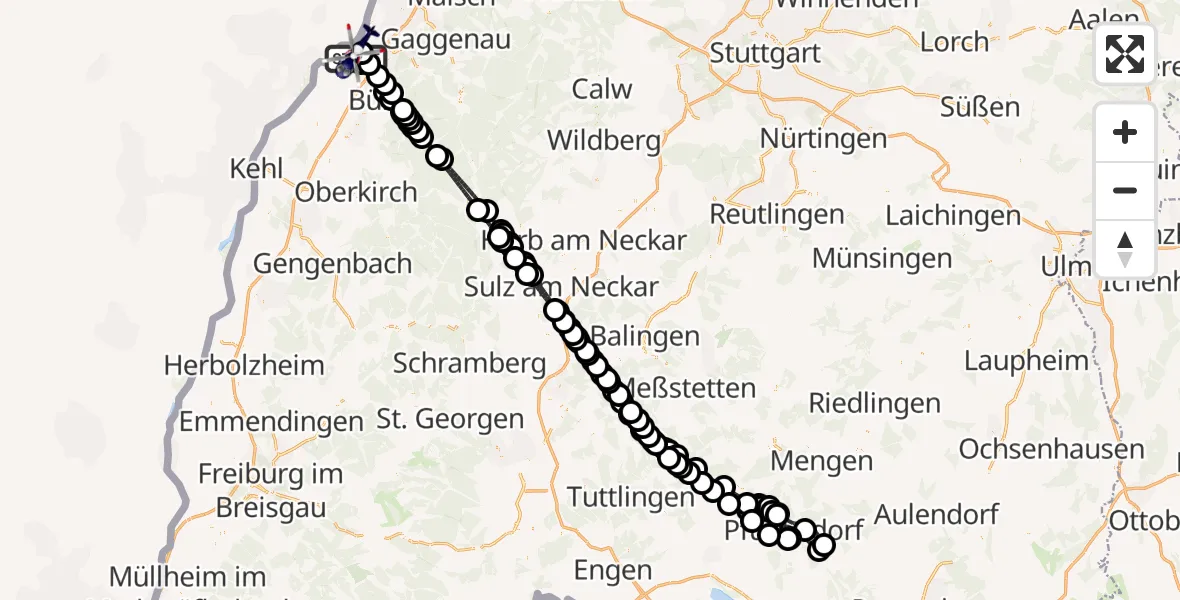 Flugroute Polizeihubschrauber Karlsruhe Baden-Baden Flughafen - Karlsruhe Baden-Baden Flughafen, 28 August 2026, 14:21