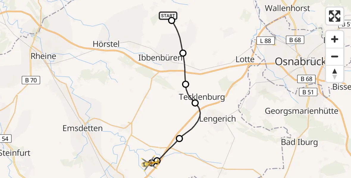 Flugroute Ambulanzhubschrauber Recke - Christoph  Westfalen-ADAC, 28 August 2026, 15:08