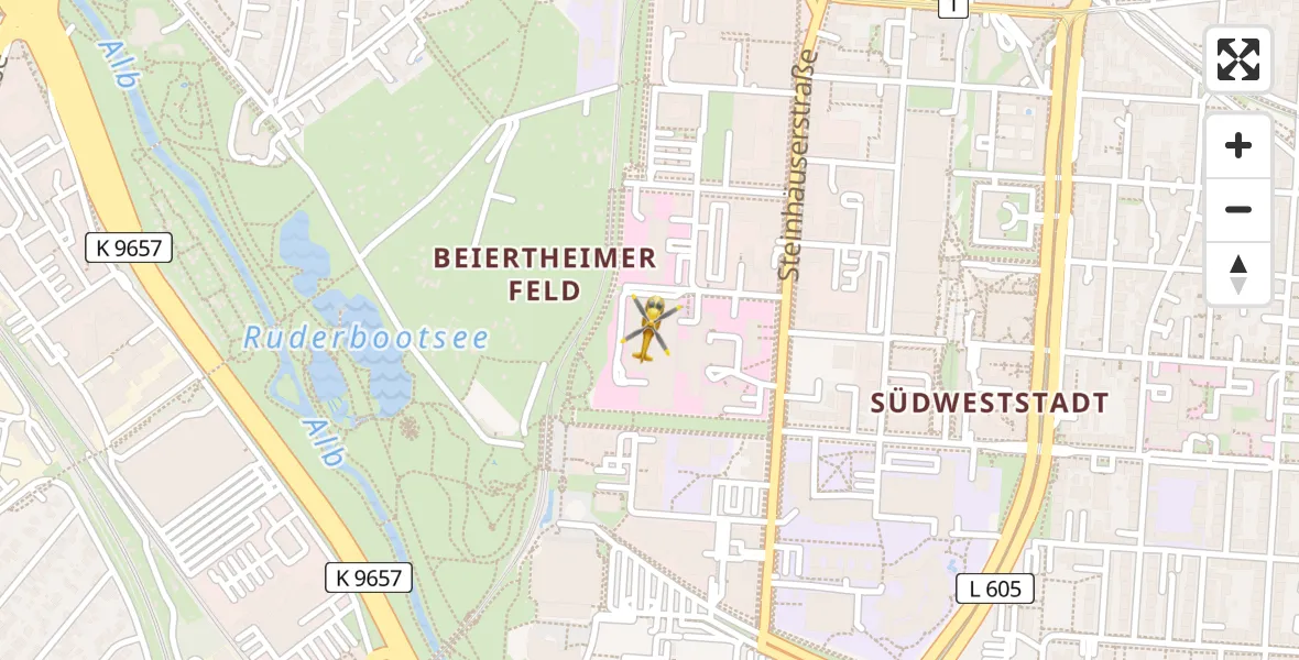 Flugroute Ambulanzhubschrauber Sankt Vincentius Hospital - Sankt Vincentius Hospital, 28 August 2026, 16:53