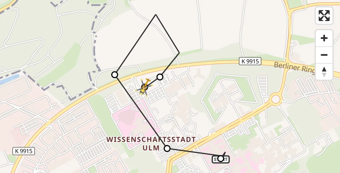 Flugroute Ambulanzhubschrauber Ulm Military Hospital Emergency - ADAC Air Rescue Station Ulm (Christoph 22), 28 August 2026, 17:05