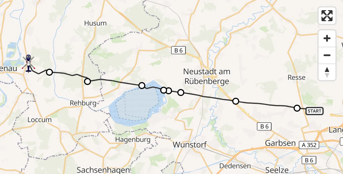 Flugroute Polizeihubschrauber Flughafen Hannover - Leese, 29 August 2026, 05:35