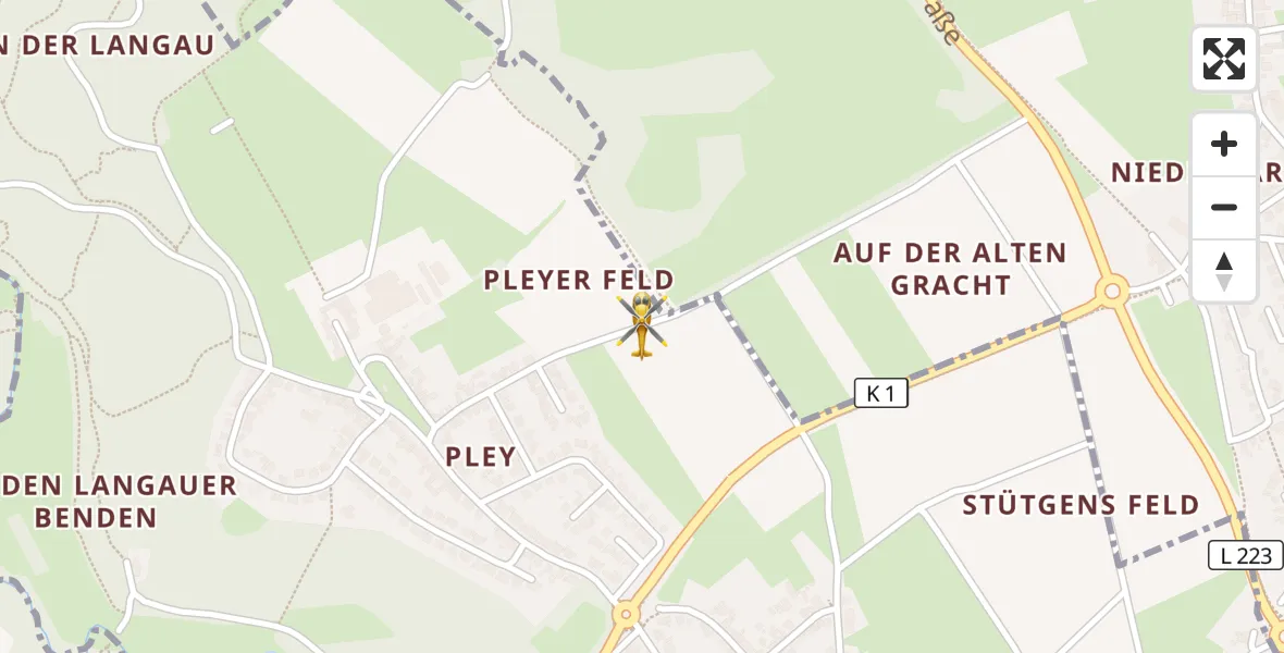 Flugroute Rettungshubschrauber Würselen - Würselen, 29 August 2026, 06:09