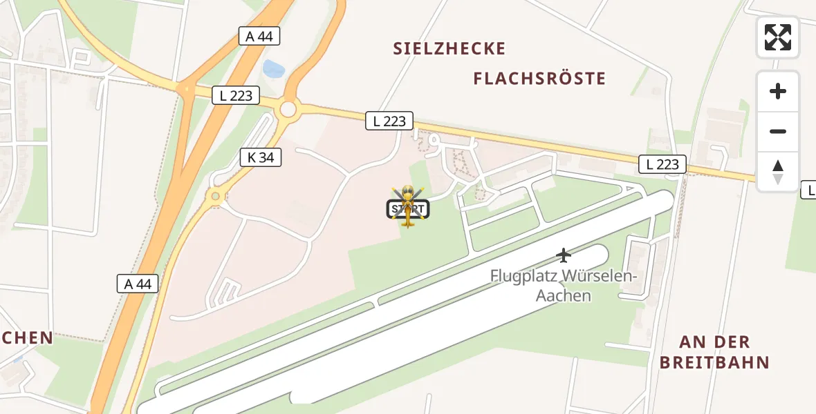 Flugroute Rettungshubschrauber Aachen-Merzbrück Flughafen - Aachen-Merzbrück Flughafen, 29 August 2026, 06:40