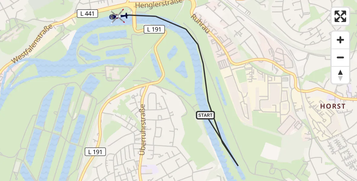 Flugroute Polizeihubschrauber Essen - Essen, 29 August 2026, 09:24