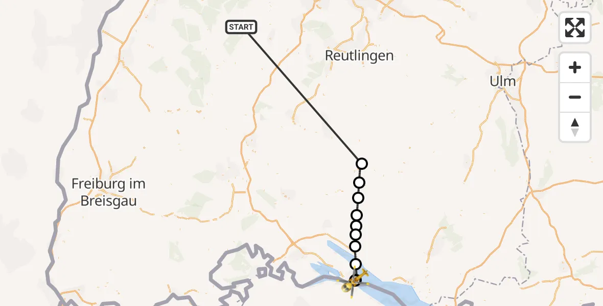 Flugroute Ambulanzhubschrauber Altensteig - Konstanz Hospital, 29 August 2026, 09:38