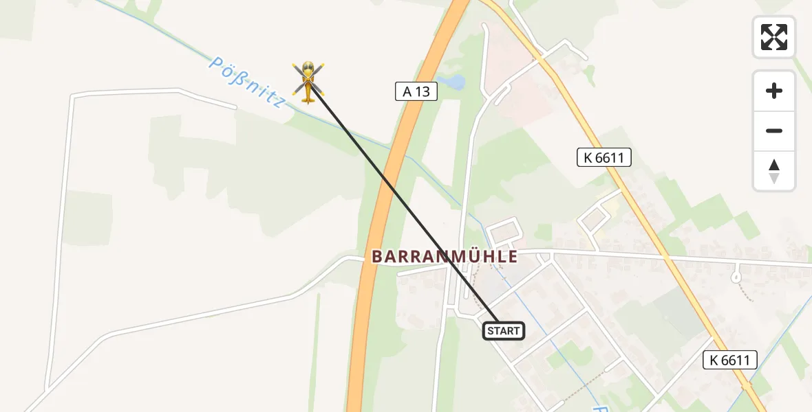 Flugroute Rettungshubschrauber Schipkau - Schipkau, 29 August 2026, 10:45