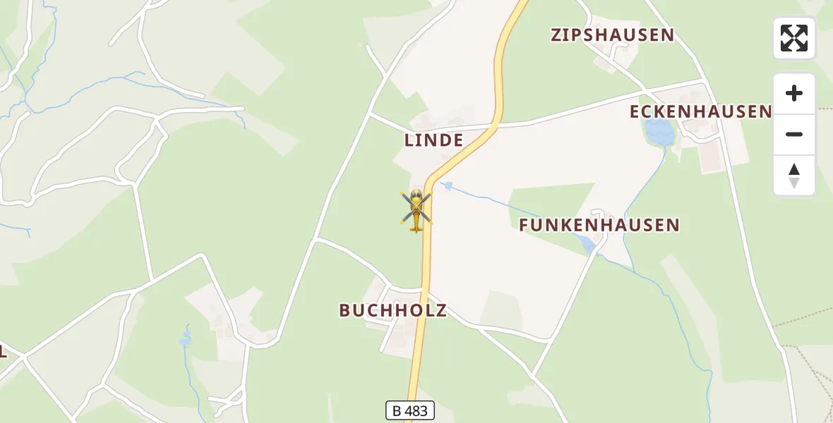 Flugroute Ambulanzhubschrauber Hückeswagen - Hückeswagen, 29 August 2026, 11:07