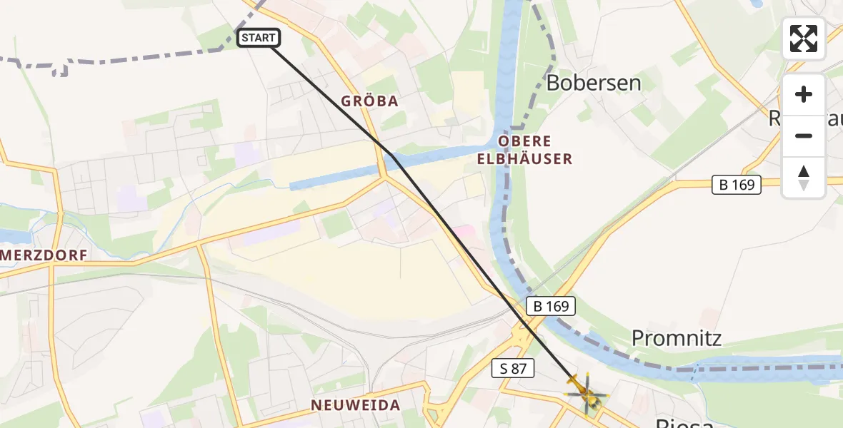 Flugroute Rettungshubschrauber Riesa - Riesa, 29 August 2026, 11:21