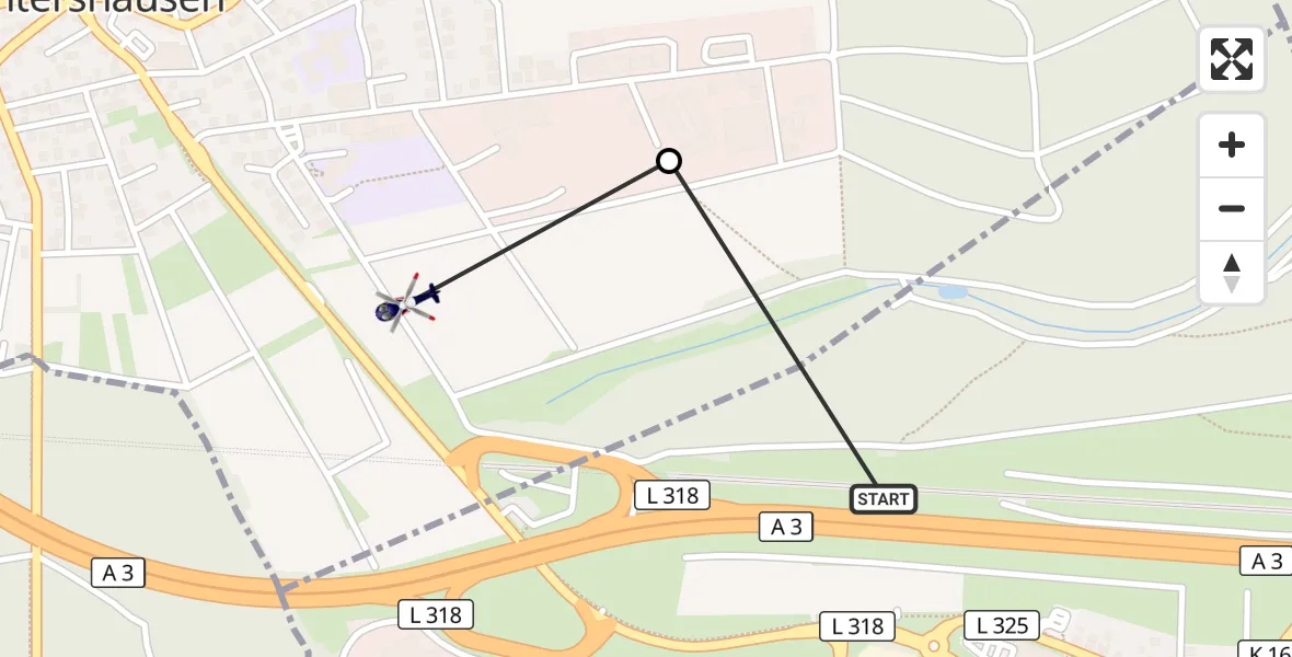 Flugroute Polizeihubschrauber Görgeshausen - Nentershausen, 29 August 2026, 12:05