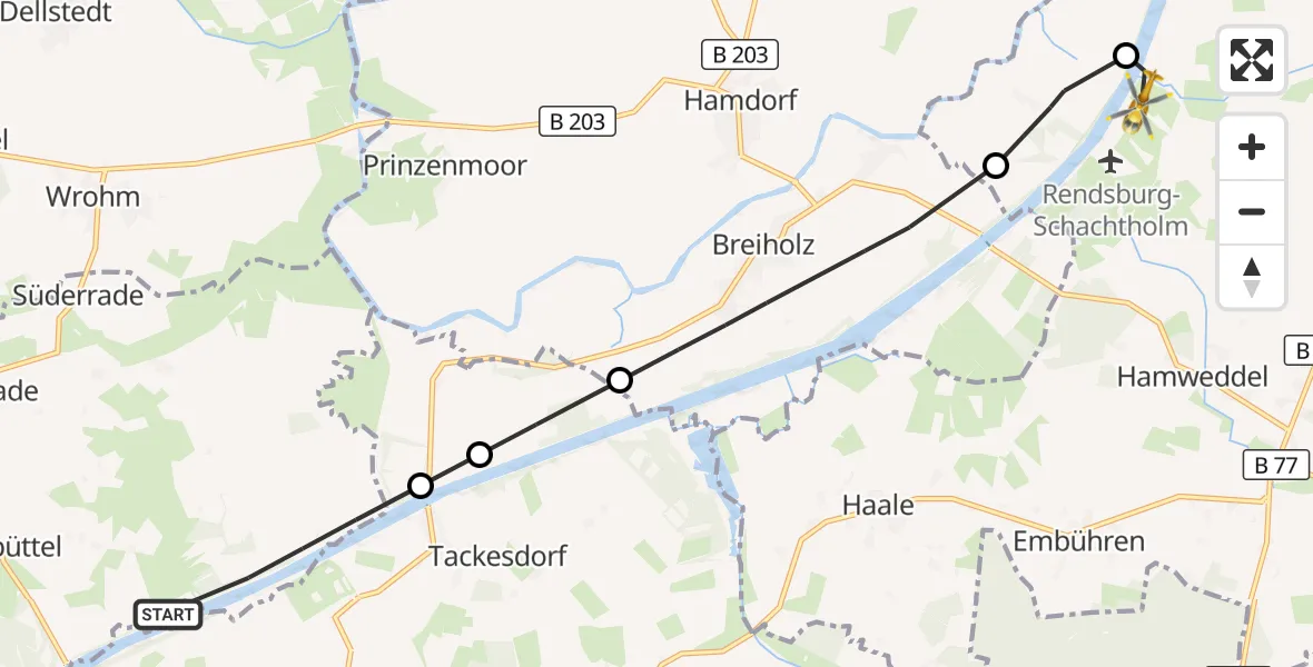 Flugroute Ambulanzhubschrauber Offenbüttel - Hörsten, 29 August 2026, 12:42