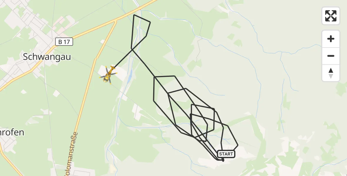 Flugroute Rettungshubschrauber Schwangau - Schwangau, 29 August 2026, 13:40